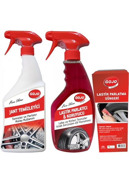 Lastik Parlatıcı 750 ml ve Jant Temizleyici 750 ml ve Lastik Parlatma Süngeri Set