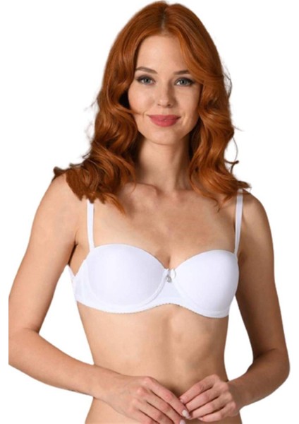 3520 Kadın Straplez Beyaz Destekli Sütyen