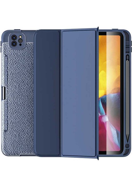 Apple iPad Pro 11 2020 Kılıf 360 Tam Koruma Kapaklı Uyku Modlu Stand Özellikli Wlons Tablet Kılıf Lacivert