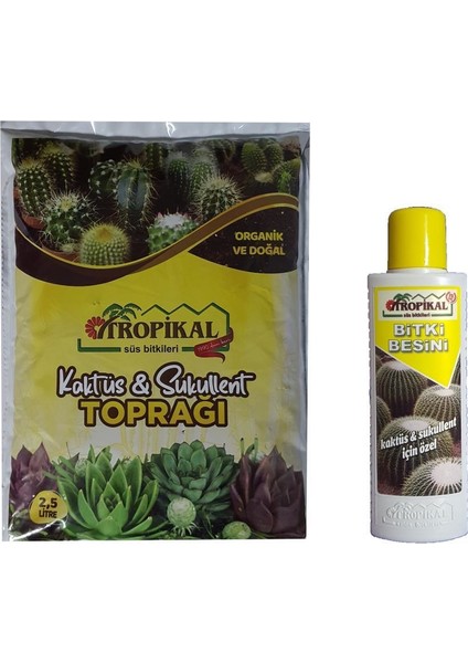 Kaktüs & Sukullent Toprağı 2.5 Litre + Besini 225 Ml.