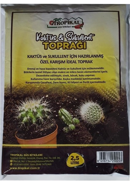 Kaktüs & Sukullent Toprağı 2.5 Litre + Besini 225 Ml.