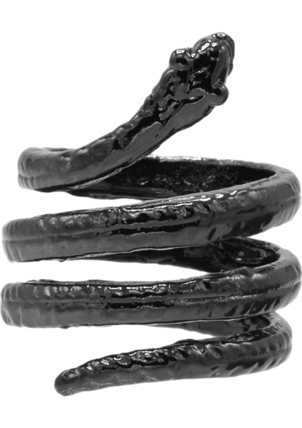 Kadın Metalik Antrasit Lak Kaplama Ayarlanabilir Dolama Yılan Formlu Yüzük