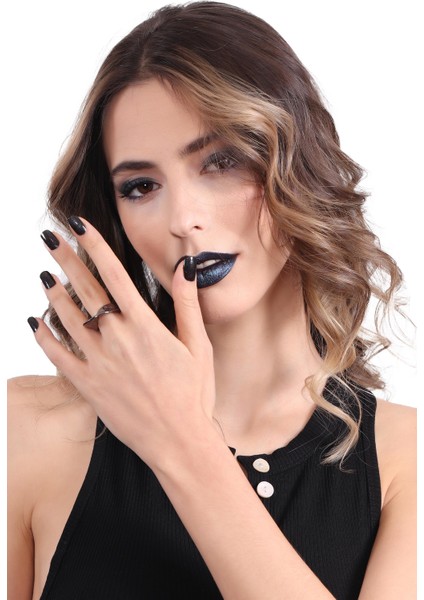 Kadın Metalik Antrasit Lak Kaplama Ayarlanabilir Bohem Yüzük modelleri