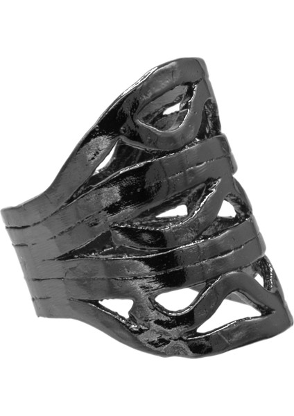 Kadın Metalik Antrasit Lak Kaplama Ayarlanabilir Bohem Yüzük