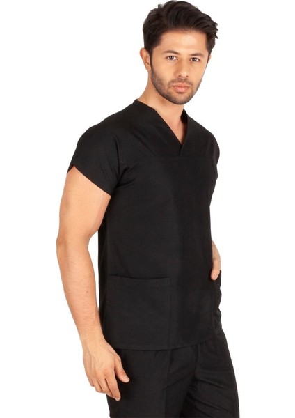 Erkek Doktor Hemşire Forması Scrubs Likralı Esnek Kumaş Hastane Nöbet Tek Üst (Zarf Yaka Yarasa Kol) fiyatları