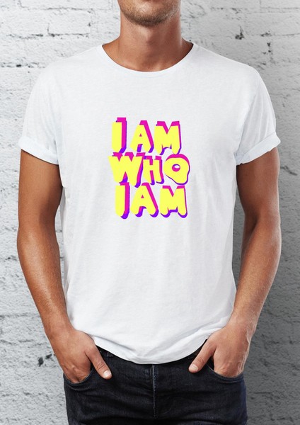I Am Who I Am Baskılı Bisiklet Yaka Erkek Tişört
