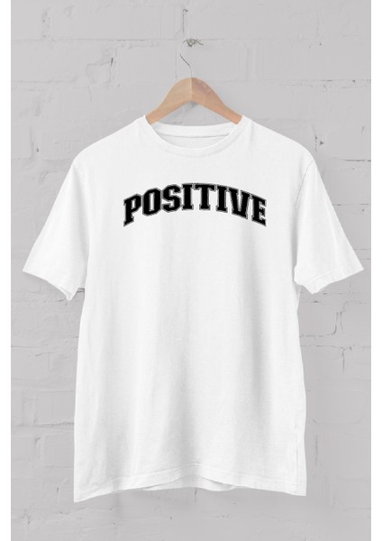 Positive Kolej Baskılı Bisiklet Yaka Erkek Tişört