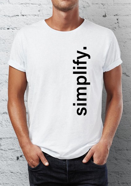 Simplify Slogan Grafik Baskılı Bisiklet Yaka Erkek Tişört