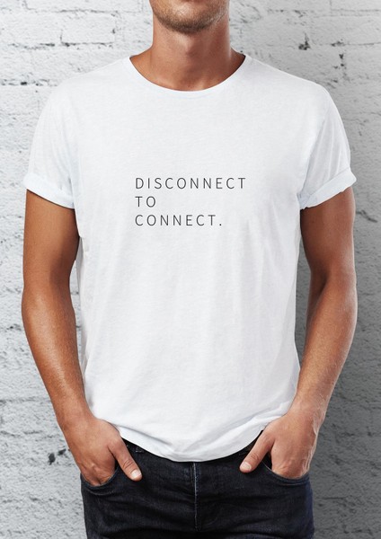 Disconnect Grafik Baskılı Bisiklet Yaka Erkek Tişört