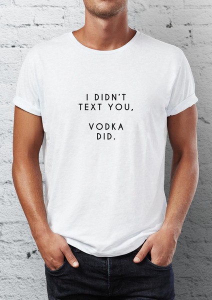 I Did Not Text You Baskılı Bisiklet Yaka Erkek Tişört