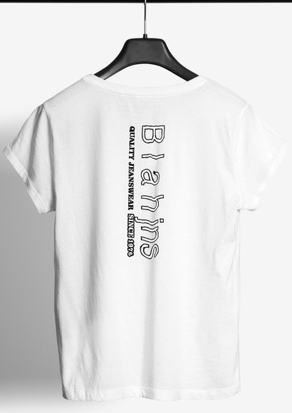 Arkası Blah Jeans Baskılı Bisiklet Yaka Erkek Tişört