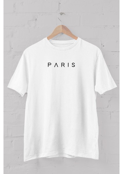 Paris Baskılı Bisiklet Yaka Erkek Tişört