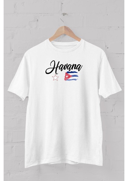 Havana Baskılı Bisiklet Yaka Erkek Tişört