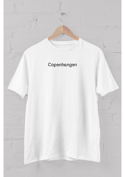 Copenhagen Baskılı Bisiklet Yaka Erkek Tişört