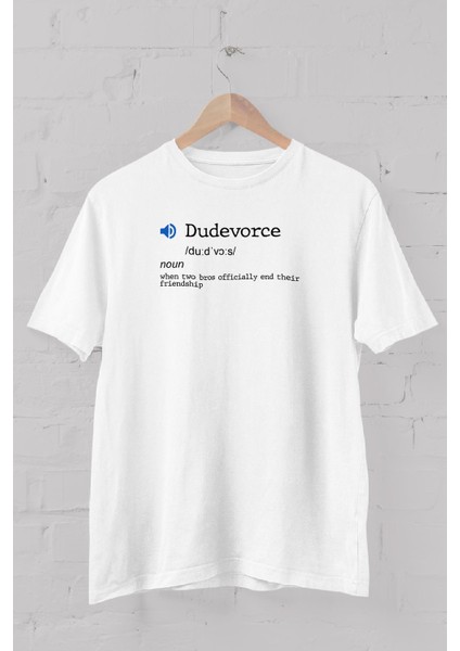 Uydurma Kelimeler Sözlüğü "dudevorce" Baskılı Bisiklet Yaka Erkek Tişört