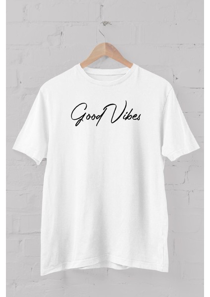 Good Vibes Baskılı Bisiklet Yaka Erkek Tişört