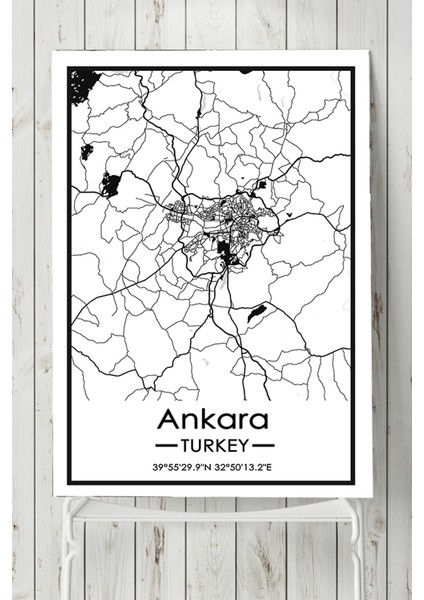 Ankara Harita Dekoratif Tasarım Poster