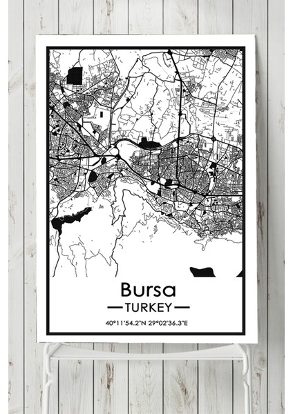 Bursa Harita Dekoratif Tasarım Poster