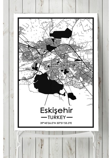 Eskişehir Harita Dekoratif Tasarım Poster