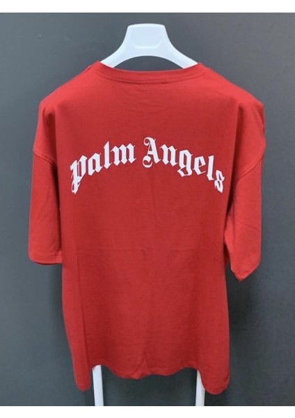 Oversize Bol Kesim Palm Angels Sırt Göğüs Baskılı Pamuk Sokak Stili Erkek Tşört