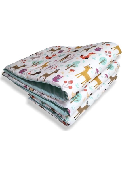 Bebek Çocuk Beşik Kenar Koruma 70 x 110 Park Beşik Için (4 Parça) Bariyer Bumper Sevimli Orman/mint