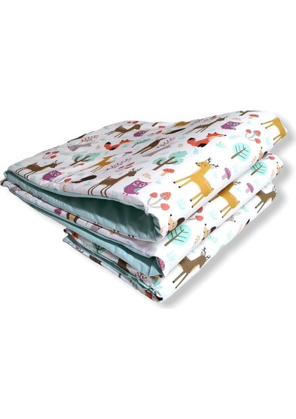 Bebek Çocuk Beşik Kenar Koruma 70 x 110 Park Beşik Için (4 Parça) Bariyer Bumper Sevimli Orman/mint