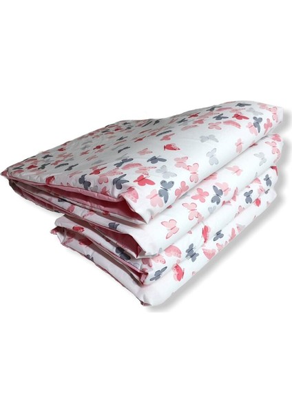 Bebek Çocuk Beşik Kenar Koruma 70 x 110 Park Beşik Için (4 Parça) Bariyer Bumper Kelebekli/pembe
