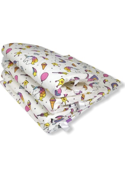 Unicorn Desen Bebek Çocuk Beşik Kenar Koruma 70 x 120 Park Beşik Için (4 Parça) Bariyer Bumper