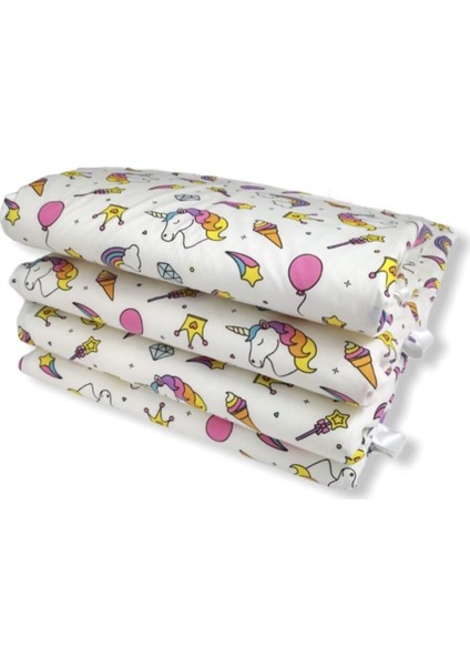Unicorn Desen Bebek Çocuk Beşik Kenar Koruma 70 x 120 Park Beşik Için (4 Parça) Bariyer Bumper