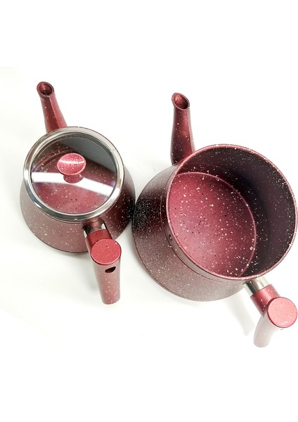 Granit Kaplama Cam Kapaklı Kırmızı Çaydanlık indirimleri