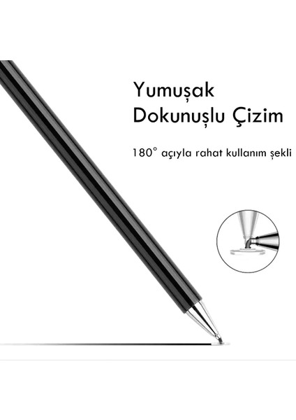 Dokunmatik Kalem Passive 2in1 Tablet Kalemi Çizim & Yazı Kalemi Tablet ve Telefonlar ile Tam Uyumlu Kalem