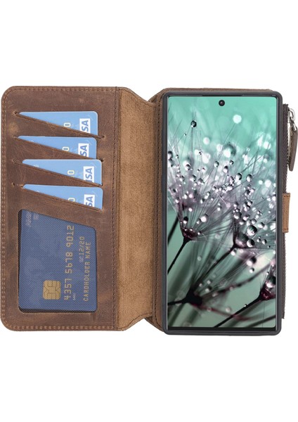 Samsung Galaxy Note 10 Antik Kahverengi Fermuarlı Deri Cüzdan Telefon Kılıfı modelleri
