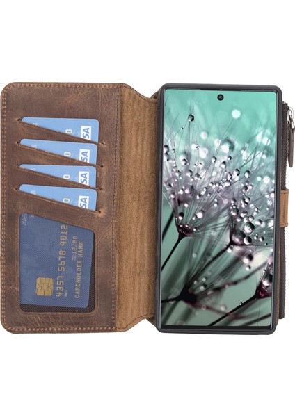 Samsung Galaxy Note 10 Plus Fermuarlı Deri Cüzdan Telefon Kılıfı Antik Kahverengi modelleri