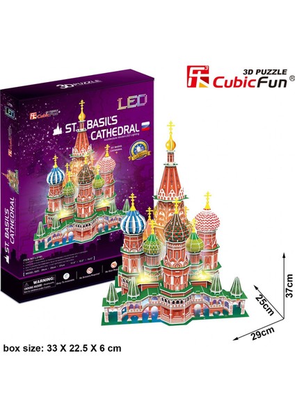 3d- 3 Boyutlu Puzzle St. Basil's Katadrali - Rusya (Led Işıklı)