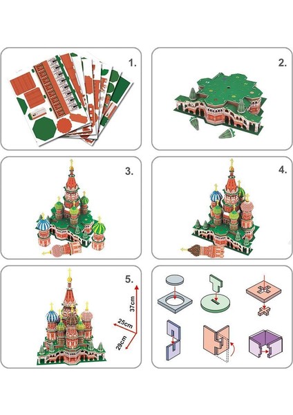 3d- 3 Boyutlu Puzzle St. Basil's Katadrali - Rusya (Led Işıklı)