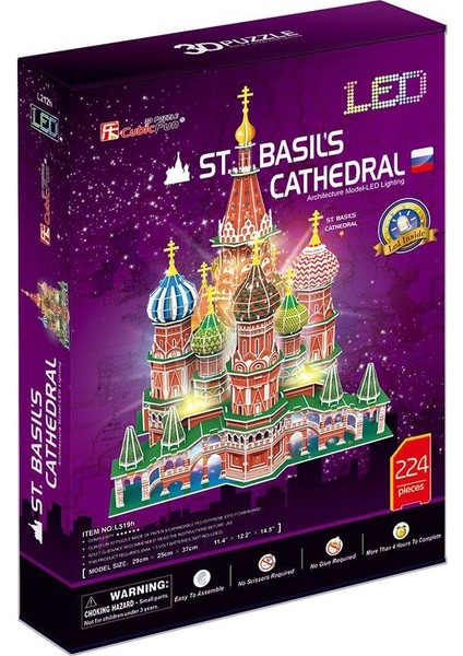 3d- 3 Boyutlu Puzzle St. Basil's Katadrali - Rusya (Led Işıklı)