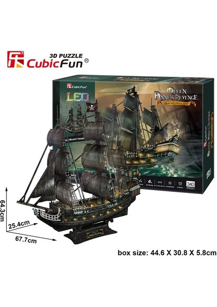 3d- 3 Boyutlu Puzzle Queen Anne's Revenge Gemisi ( LED Işıklı )