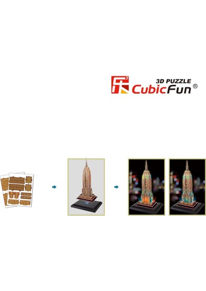 Cubic Fun 3d- 3 Boyutlu Puzzle Empire State Binası - Abd (Led Işıklı)