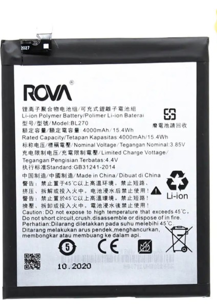 Lenova K6 Note Batarya KVK Pil Yüksek Kapasite 4000mAh