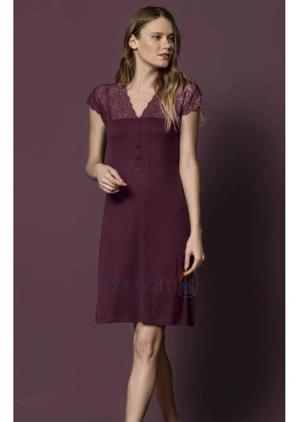 19229 Kısa Kollu Gecelik - Bordo modelleri