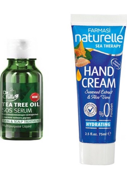 Dr.c.tuna Çay Ağacı Yağlı Sos Serumu 10 ml + Farmasi Naturelle Deniz Mineralli Nemlendirici El Kremi 75 ml