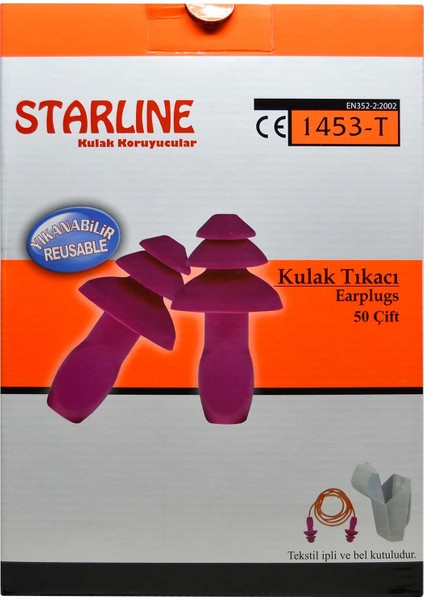 1453-T Tekstil Ipli Kulak Tıkacı 50 Çift