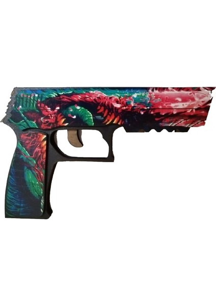 Ahşap Cs-Go Hyper Beast P250 Lastik Atar Oyuncak Tabanca