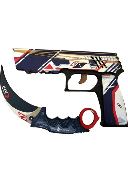 Ahşap Cs-Go P250 Tabanca Karambite Oyuncak Set 7016