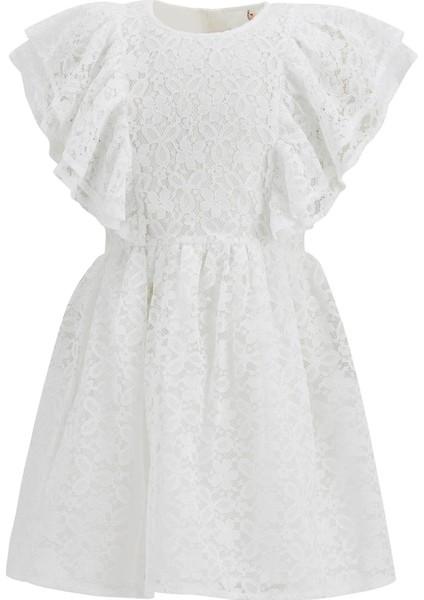 Kız Çocuk Volanlı Dantel Elbise U0074A621SM