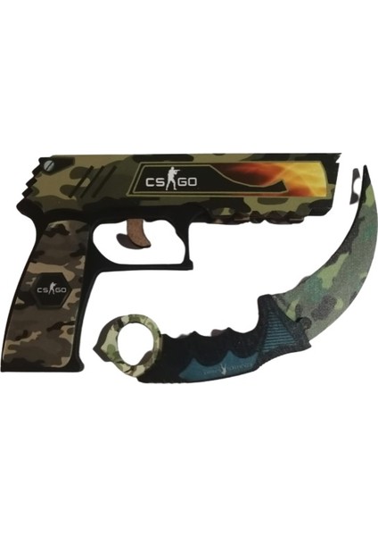 Ahşap Cs-Go P250 Tabanca Karambite Oyuncak Set 7017