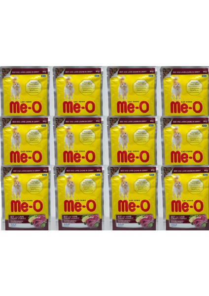 Me-O Me O Sos Içerisinde Parça Dana ve Kuzu Eti 12 x 80 gr Pauch
