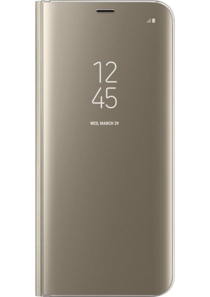 Xiaomi Mi 9 Uyumlu Clear View Aynalı Kapaklı Kılıf Gold