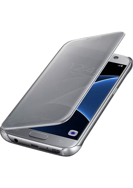 Samsung Galaxy A10S Uyumlu Clear View Aynalı Kapaklı Kılıf Gri fiyatları