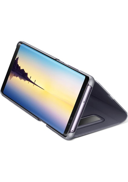 Samsung Galaxy A10S Uyumlu Clear View Aynalı Kapaklı Kılıf Gri modelleri